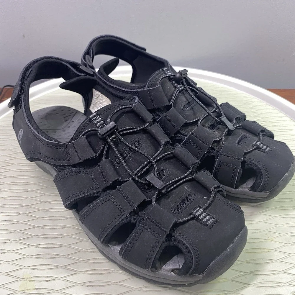 Coleman Chandler Men's Leather Hiking/ Outdoor Sandals Shoes- Black Sz. 9M‎